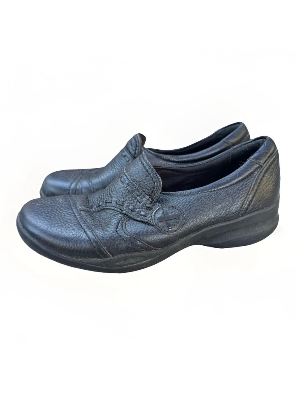 Clarks Slip On Shoes Women's Black Leather 5.5M In-Motion